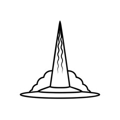 Fototapeta premium Outlined pointy witch hat with cloud trim silhouette