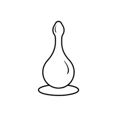 Outline drawing of a teardrop shaped object silhouette