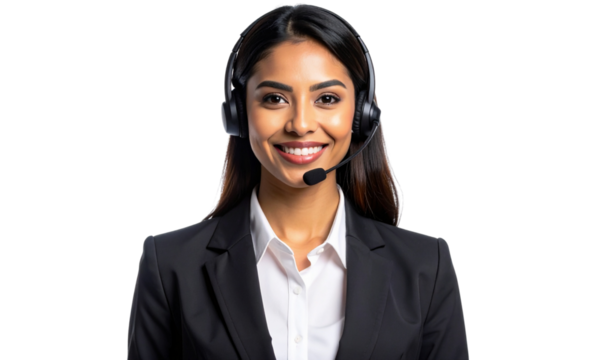 Transparent Background, PNG Professional Female Customer Service Representative with Headset