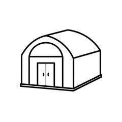 Outline drawing of a quonset structure silhouette