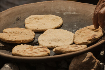 Handmade Corn Tortillas Cooked on a Clay Griddle