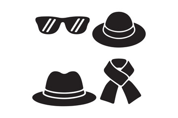 Collection of black silhouette accessories for fashion and style