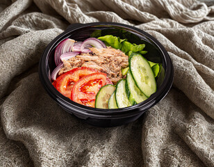 Fresh tuna salad bowl with vegetables