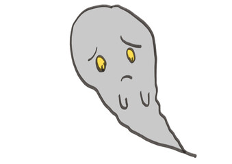 ションボリした顔のおばけのイラスト