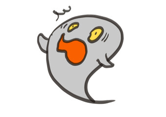 びっくりして驚いているオバケのイラスト