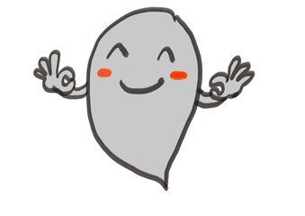 okを手で作っているオバケのイラスト