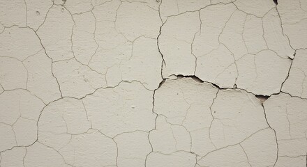 Fototapeta premium Cracked Beige Wall Texture with Dry Paint and Surface Damage for Background or Artistic Design