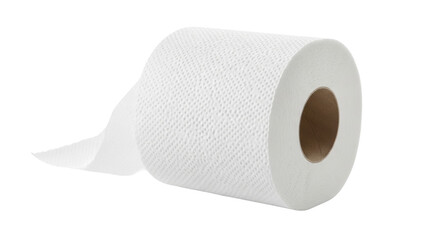 Isolated paper toilet roll with white paper in the bathroom, essential commodity item