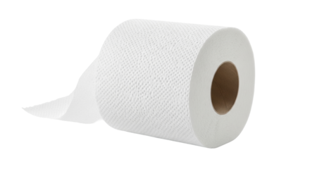 Isolated paper toilet roll with white paper in the bathroom, essential commodity item