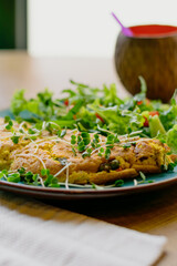 Delicious Vegan Chickpea Flour Omelette with Fresh Salad