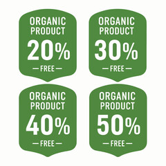 Set of eco labels, Set of green labels, set of eco labels 20%, 30%, 40%,50%, Oraganic product label