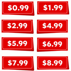Set of red sale and discount label icons for shop promotion and web design