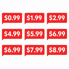 Set of red sale labels, Red price label