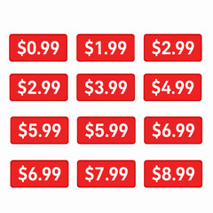 Set of red sale labels, Red price label