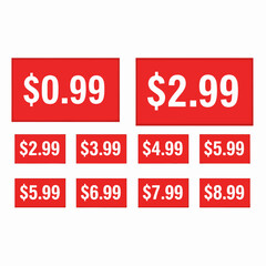 Set of red sale stickers