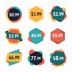 Colorful set of sale and discount labels and stickers for retail promotion and offers