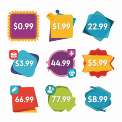 Colorful set of sale and discount labels and stickers for retail promotion and offers
