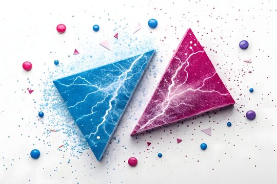 Two Abstract Lightning Triangles on White Background