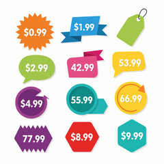 set of sale labels, Price tags, element set on transparent background