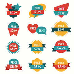 set of sale labels, Price tags, element set on transparent background
