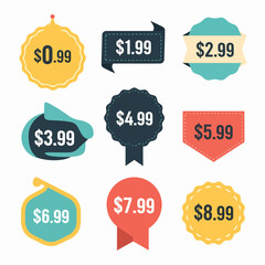 set of sale labels, Price tags, element set on transparent background