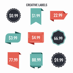 set of sale labels, Price tags, element set on transparent background