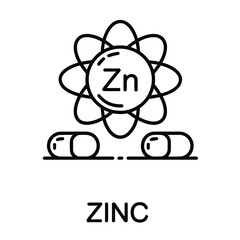 Zinc Icon with Capsules and Atom Symbol for Nutrition and Supplements