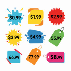 set of sale labels, Price tags, element set on transparent background
