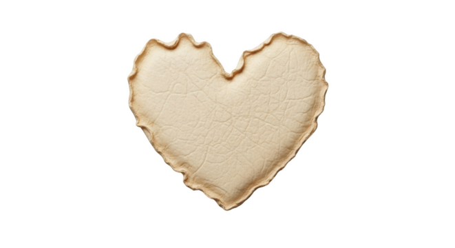 Beige heart shape with decorative edges isolated on transparent background love concept isolated on transparent background