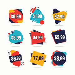 Set of colorful sale stickers, set color price