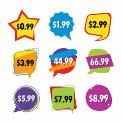 Set of colorful sale stickers, set color price