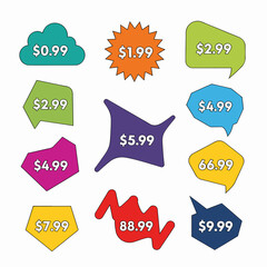 Set of colorful sale stickers, set color price