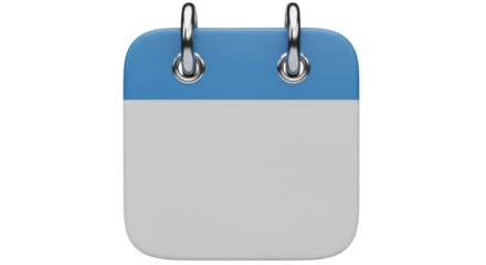 Isolated tear-off calendar, blue top, plain body, simple office planner for appointment