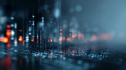 Abstract futuristic cityscape with glowing data streams, digital lights, representing advanced technology, artificial intelligence, innovation, cyberpunk aesthetics, virtual reality environments - Powered by Adobe