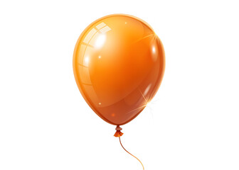 A single shiny orange balloon with a thin string floating gracefully isolated on transparent background