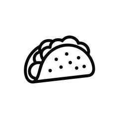 Taco Icon Vector Illustration in Black and White Line Art