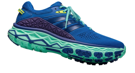 Isolated running shoe with blue and purple design for comfort and performance footwear