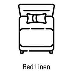 Minimal Line Icon of Bed Linen with Pillows - Bedroom Furniture Symbol