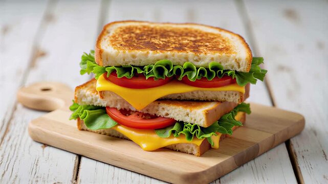 Delicious cheese sandwich close-up