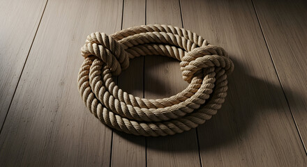 Obraz premium Natural rope arranged as circular coil.