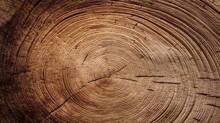 Close-up of tree trunk cross-section showing annual growth rings