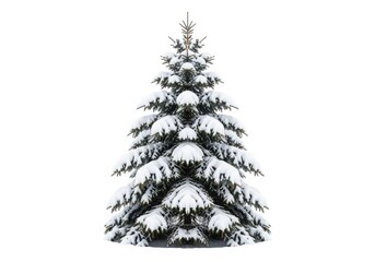 Winter snow-covered pine tree a classic symbol of the holiday season isolated on white background