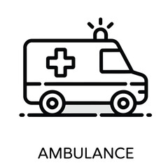 Ambulance, Emergency Vehicle, Medical Transport, Healthcare, Rescue Line Icon
