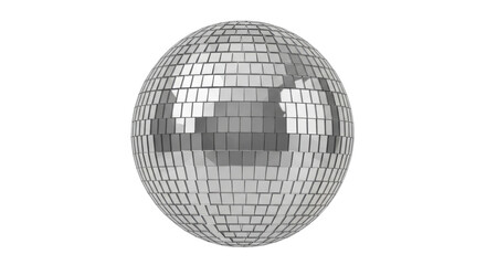 Isolated disco ball with reflective mirror surface, spherical object, entertainment equipment