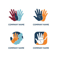 Fototapeta premium Set of colorful hand logo templates for company branding.