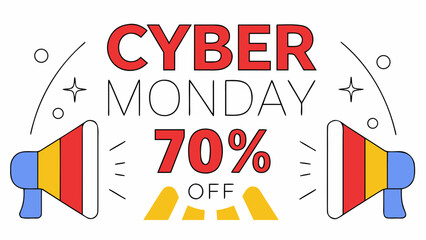 Cyber Monday sale poster with 70 percent discount