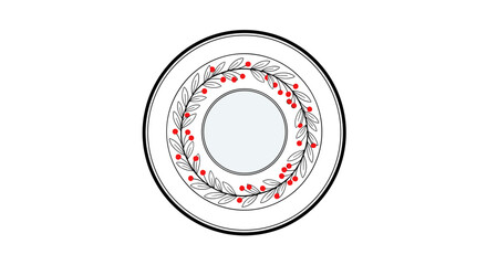 Naklejka premium Elegant berry and leaf pattern on decorative ceramic plates for a festive table setting.
