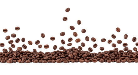 Isolated coffee beans, brown aromatic roasted flavor for caffeinated morning drink element