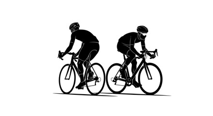 Fototapeta premium Silhouetted Cyclists in Motion A Dynamic Black and White Visual Story