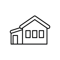 Simple outline drawing of a modern house with garage